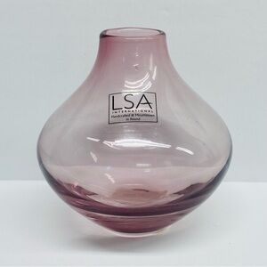 LSA International Vase Made In Poland Purple Glass Handcrafted Mouth Blown